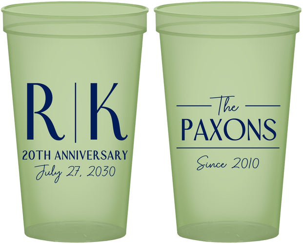 Custom Anniversary 22 oz Glow In The Dark Cups - 20th Wedding | 80021