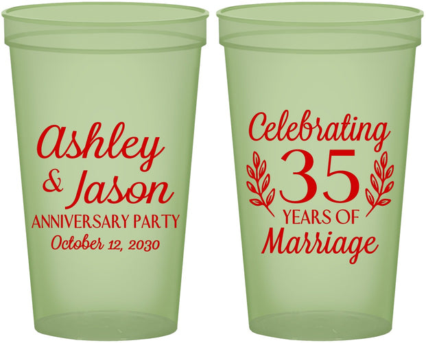 Custom Anniversary 22 oz Glow In The Dark Cups - 35 Years Of Marriage | 80024