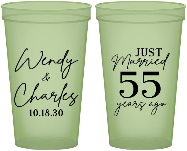 Custom Anniversary 22 oz Glow In The Dark Cups - Just Married 55 Years Ago | 80028