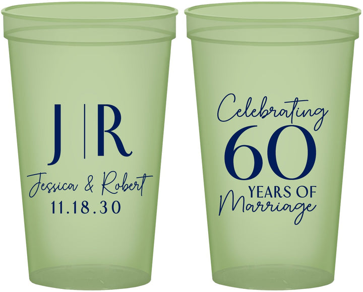 Custom Anniversary 22 oz Glow In The Dark Cups - 60 Years Of Marriage | 80029