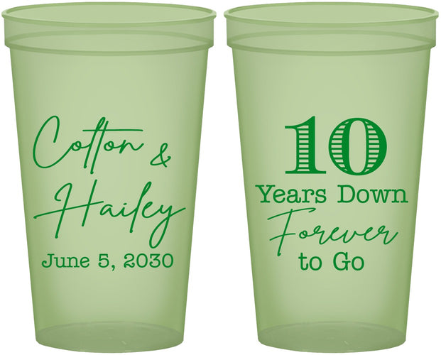 Custom Anniversary 22 oz Glow In The Dark Cups - Just Married 10 Years Ago | 80030