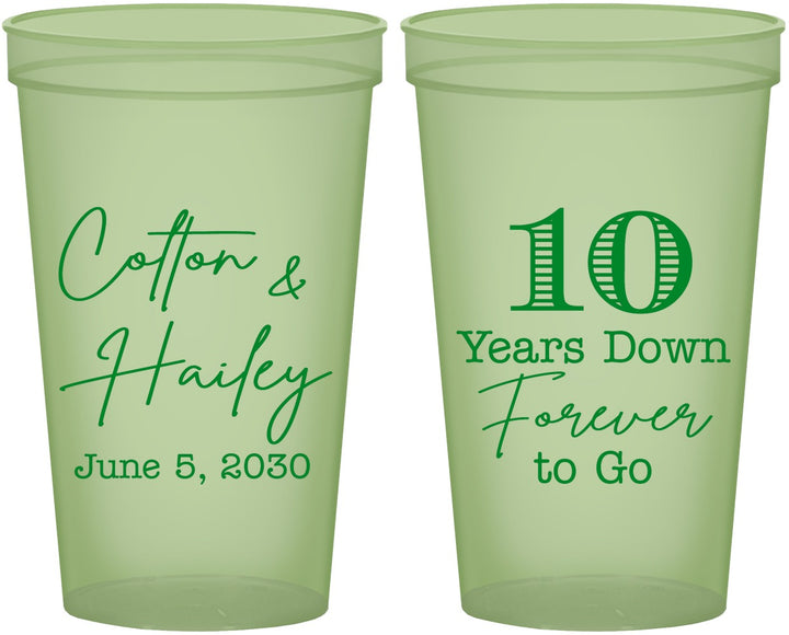 Custom Anniversary 22 oz Glow In The Dark Cups - Just Married 10 Years Ago | 80030