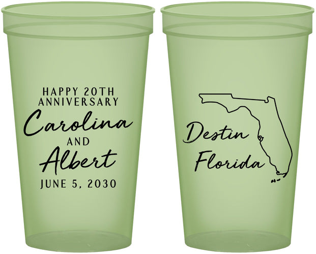 Custom Anniversary 22 oz Glow In The Dark Cups - 20th Wedding | 80031