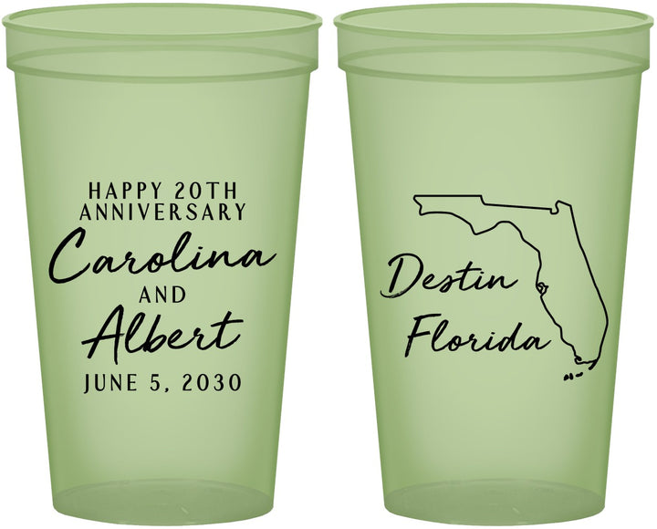 Custom Anniversary 22 oz Glow In The Dark Cups - 20th Wedding | 80031