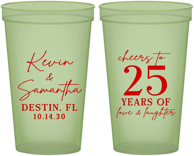 Custom Anniversary 22 oz Glow In The Dark Cups - 25 Years Of Marriage | 80032