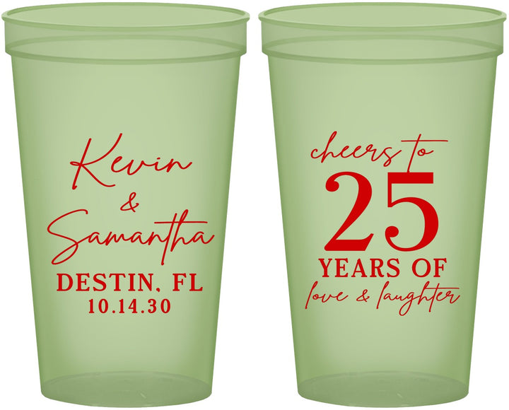 Custom Anniversary 22 oz Glow In The Dark Cups - 25 Years Of Marriage | 80032