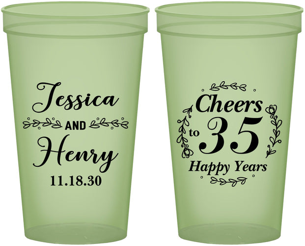 Custom Anniversary 22 oz Glow In The Dark Cups - Cheers To 35 Years | 80034
