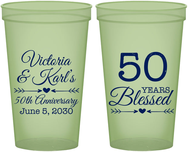 Custom Anniversary 22 oz Glow In The Dark Cups - 50 Years Blessed | 80037