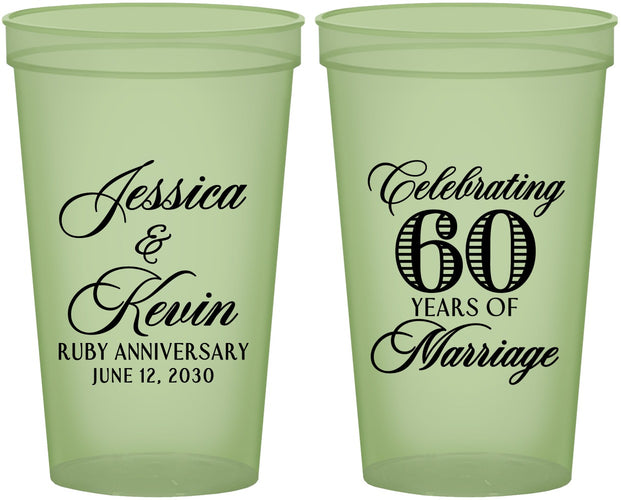Custom Anniversary 22 oz Glow In The Dark Cups - 60 Years Of Marriage | 80039