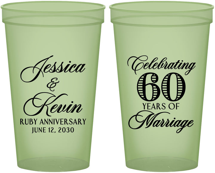 Custom Anniversary 22 oz Glow In The Dark Cups - 60 Years Of Marriage | 80039