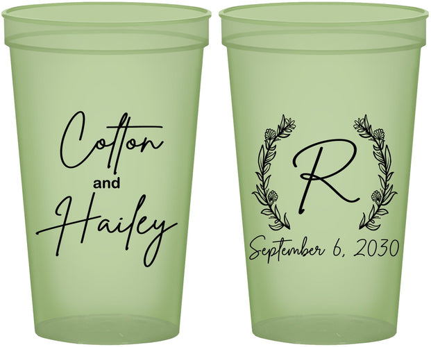 Custom Wedding 22 oz Glow In The Dark Cups - Monogram | 803
