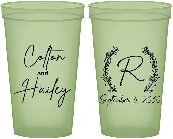 Custom Wedding 22 oz Glow In The Dark Cups - Monogram | 803
