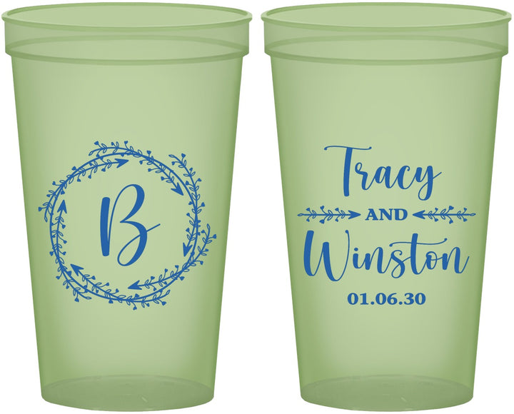 Custom Wedding 22 oz Glow In The Dark Cups - Monogram | 804