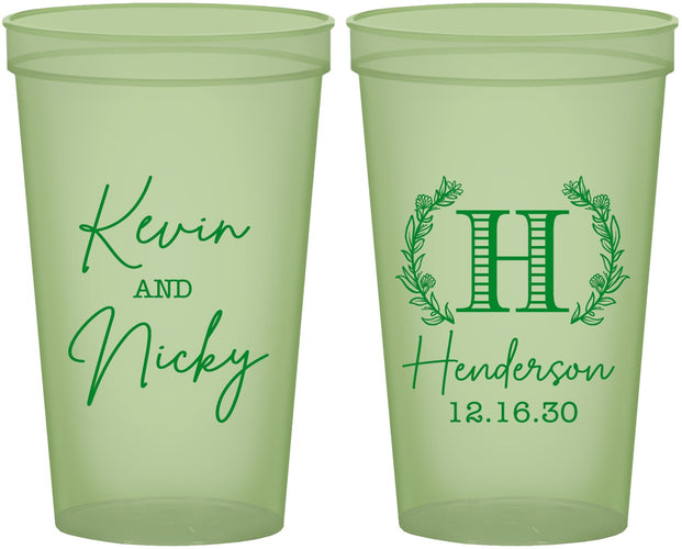 Custom Wedding 22 oz Glow In The Dark Cups - Monogram | 805