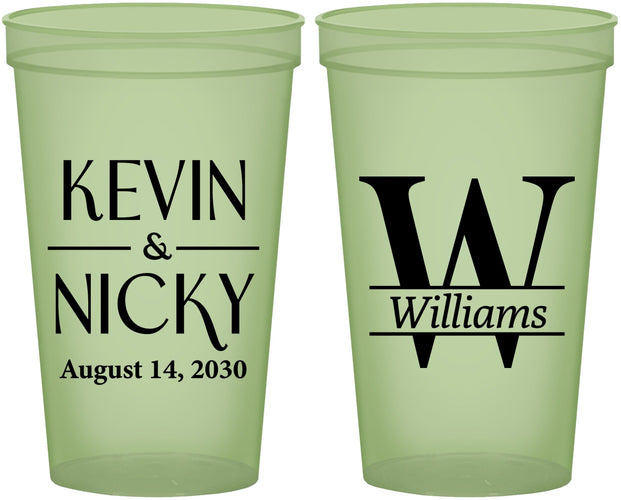Custom Wedding 22 oz Glow In The Dark Cups - Monogram | 806