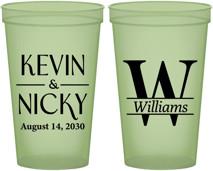 Custom Wedding 22 oz Glow In The Dark Cups - Monogram | 806