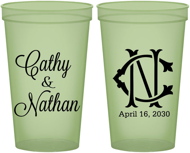 Custom Wedding 22 oz Glow In The Dark Cups - Two Letter Monogram | 807