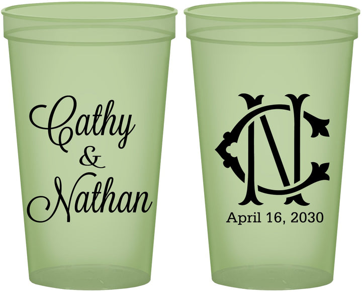Custom Wedding 22 oz Glow In The Dark Cups - Two Letter Monogram | 807
