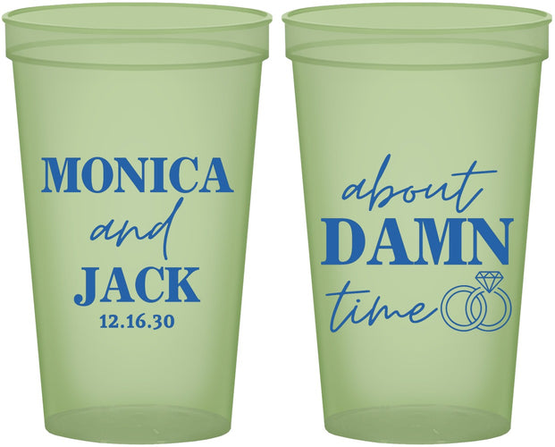 Custom Wedding 22 oz Glow In The Dark Cups - About Damn Time | 809