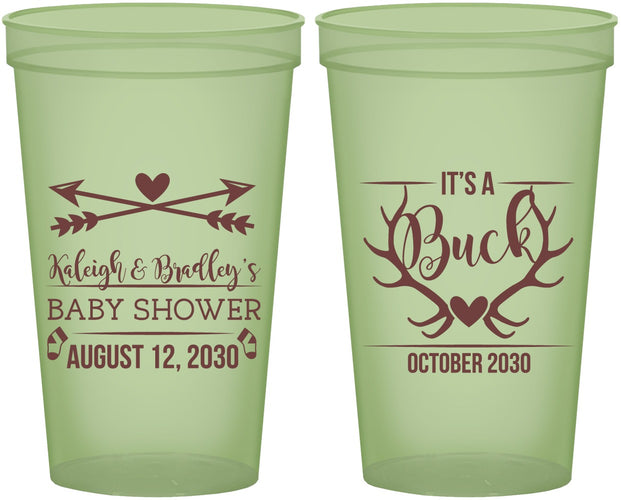 Custom Baby Shower 22 oz Glow In The Dark Cups - It’s A Buck Antler | 90000