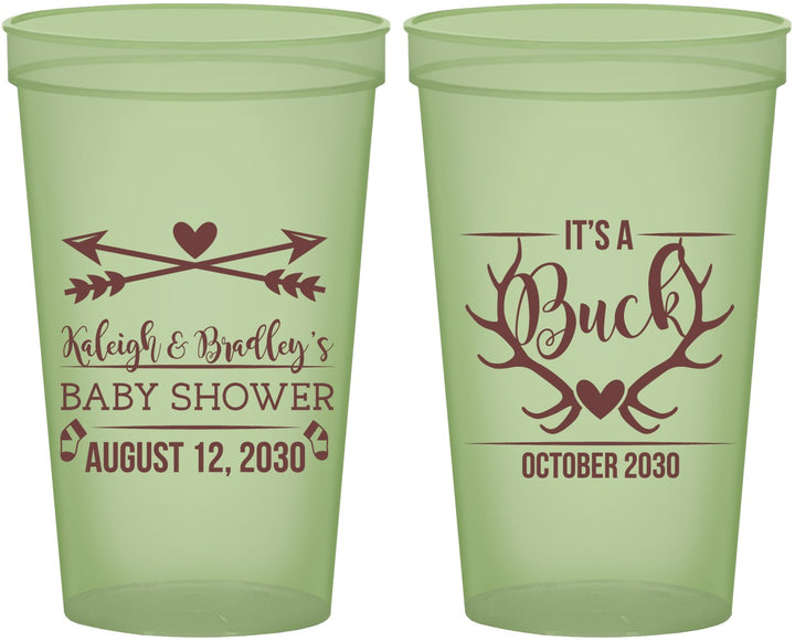 Custom Baby Shower 22 oz Glow In The Dark Cups - It’s A Buck Antler | 90000