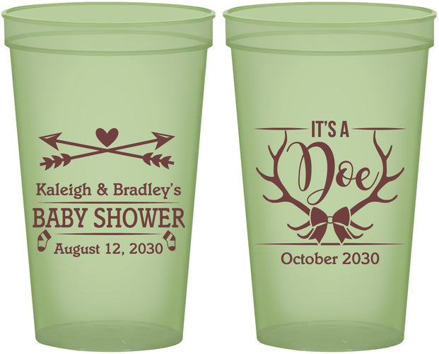 Custom Baby Shower 22 oz Glow In The Dark Cups - It’s A Doe Antler | 90001