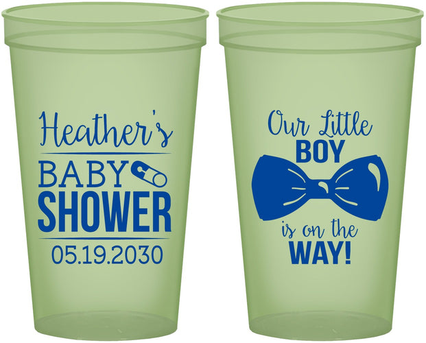 Custom Baby Shower 22 oz Glow In The Dark Cups - Little Boy Is On The Way | 90005