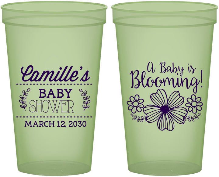 Custom Baby Shower 22 oz Glow In The Dark Cups - Blooming | 90009