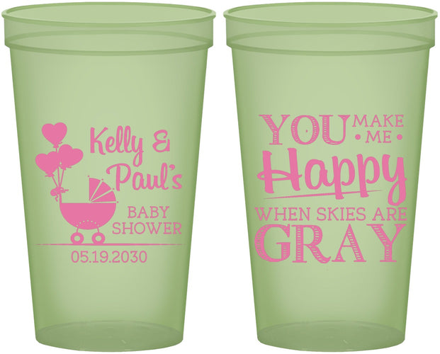 Custom Baby Shower 22 oz Glow In The Dark Cups - You Make Me Happy | 90010