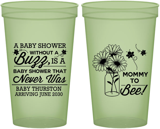 Custom Baby Shower 22 oz Glow In The Dark Cups - Mommy To Bee | 90016