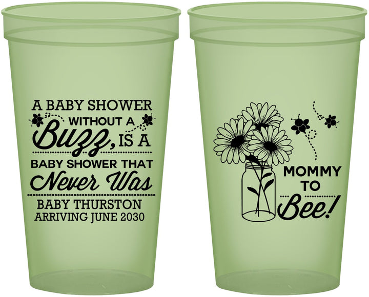 Custom Baby Shower 22 oz Glow In The Dark Cups - Mommy To Bee | 90016