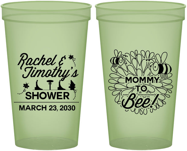 Custom Baby Shower 22 oz Glow In The Dark Cups - Mommy To Bee | 90017