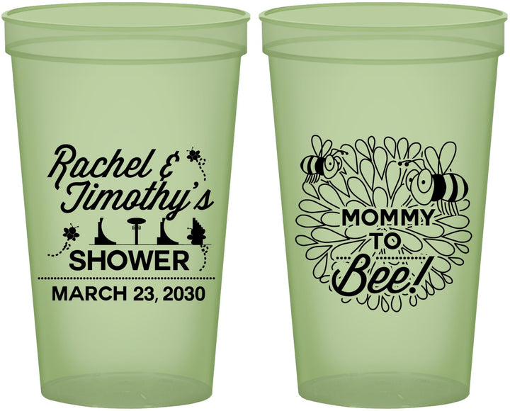 Custom Baby Shower 22 oz Glow In The Dark Cups - Mommy To Bee | 90017
