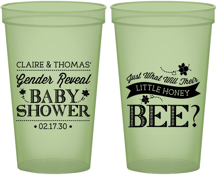 Custom Baby Shower 22 oz Glow In The Dark Cups - Little Honey Bee | 90018