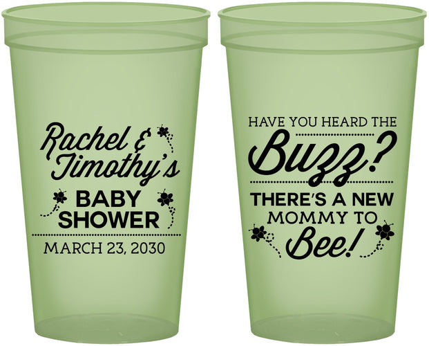 Custom Baby Shower 22 oz Glow In The Dark Cups - Mommy To Bee | 90019