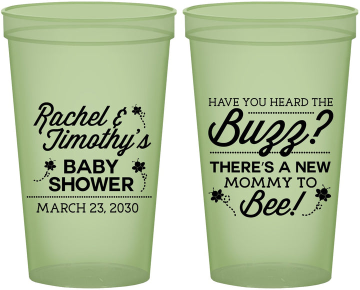 Custom Baby Shower 22 oz Glow In The Dark Cups - Mommy To Bee | 90019