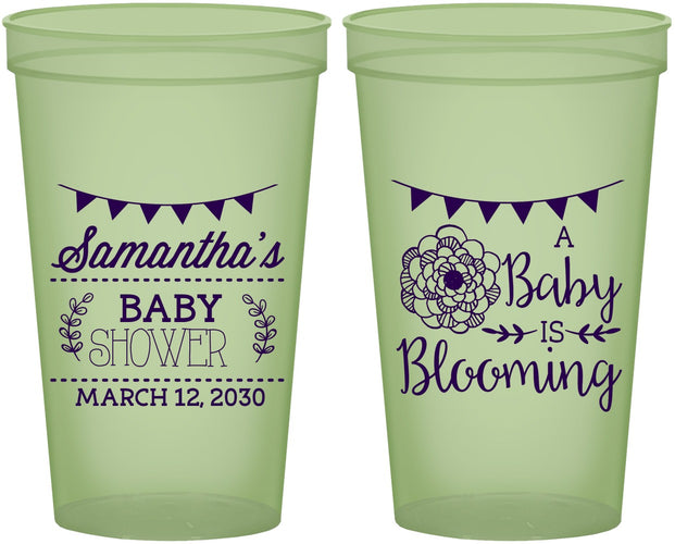 Custom Baby Shower 22 oz Glow In The Dark Cups - Blooming | 90020