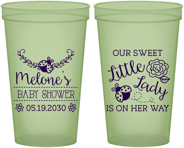 Custom Baby Shower 22 oz Glow In The Dark Cups - Little Lady On The Way | 90021