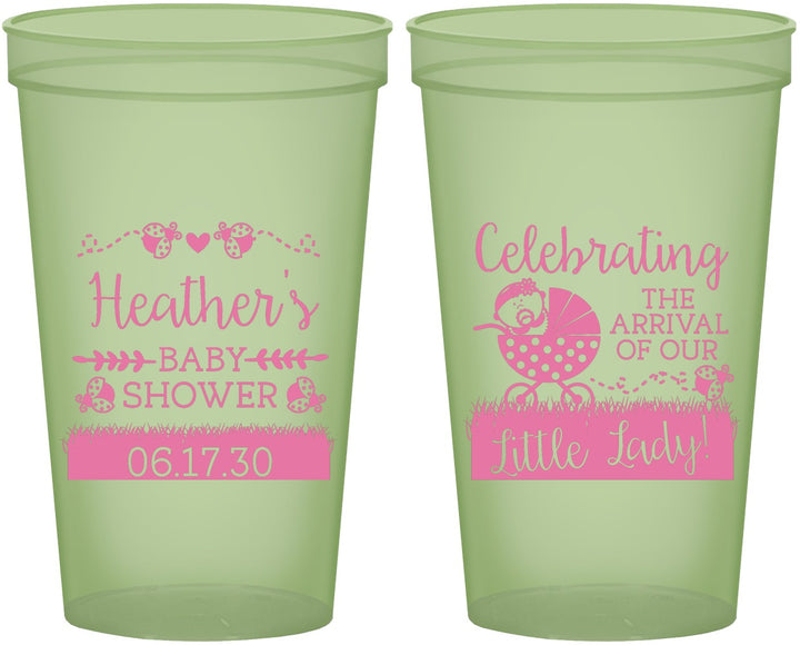 Custom Baby Shower 22 oz Glow In The Dark Cups - Little Lady On The Way | 90023