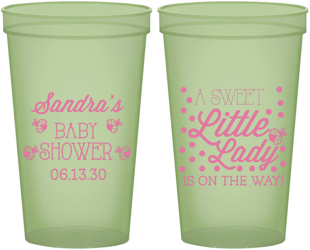 Custom Baby Shower 22 oz Glow In The Dark Cups - Sweet Little Lady | 90024