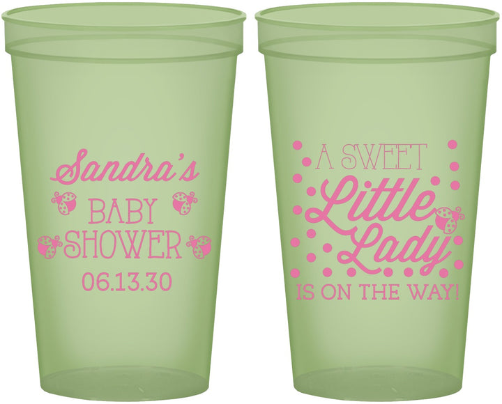 Custom Baby Shower 22 oz Glow In The Dark Cups - Sweet Little Lady | 90024