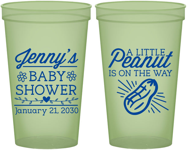 Custom Baby Shower 22 oz Glow In The Dark Cups - Peanut On The Way | 90025