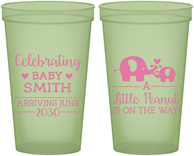 Custom Baby Shower 22 oz Glow In The Dark Cups - Peanut On The Way | 90027