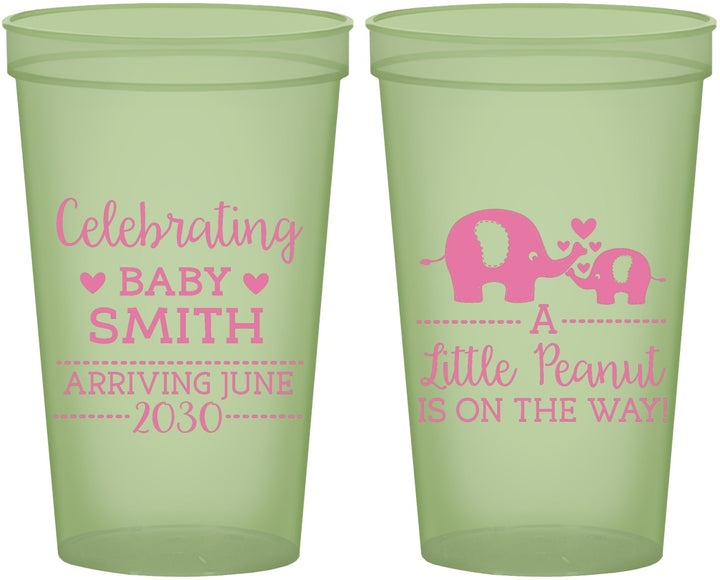 Custom Baby Shower 22 oz Glow In The Dark Cups - Peanut On The Way | 90027