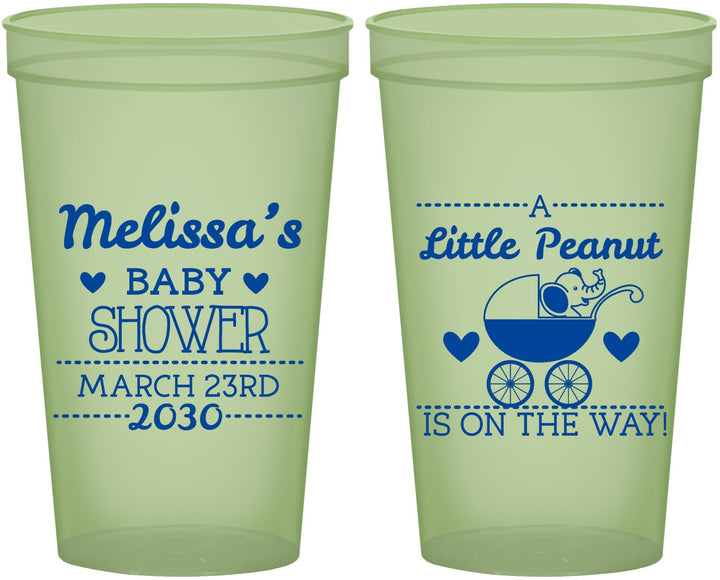 Custom Baby Shower 22 oz Glow In The Dark Cups - Peanut On The Way | 90028