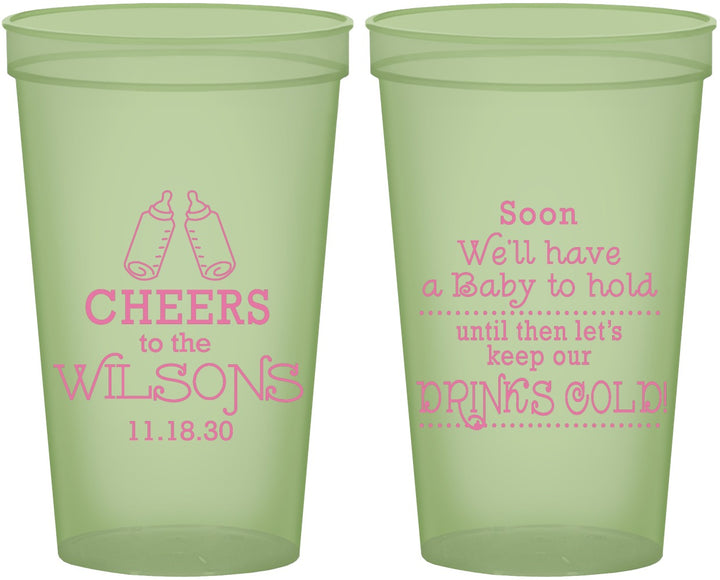 Custom Baby Shower 22 oz Glow In The Dark Cups - Cheers Bottle | 90031