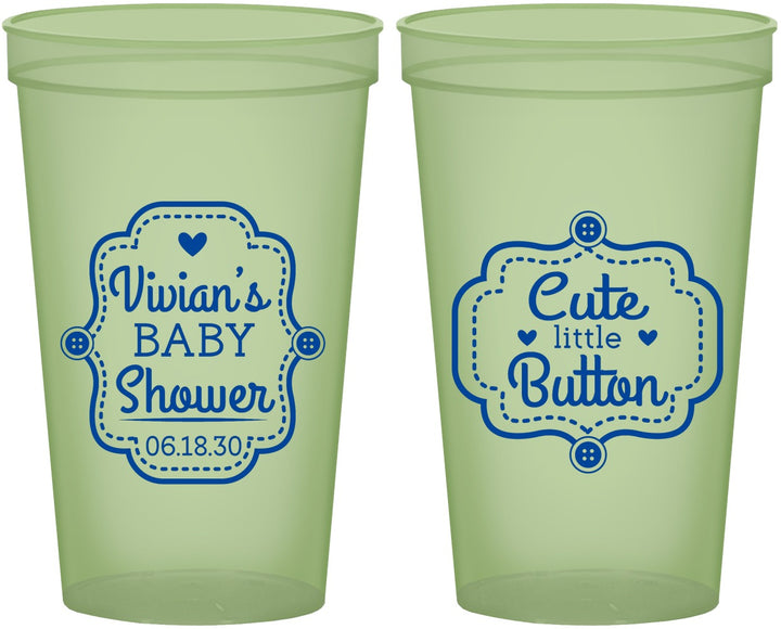Custom Baby Shower 22 oz Glow In The Dark Cups - Cute Little Button | 90035