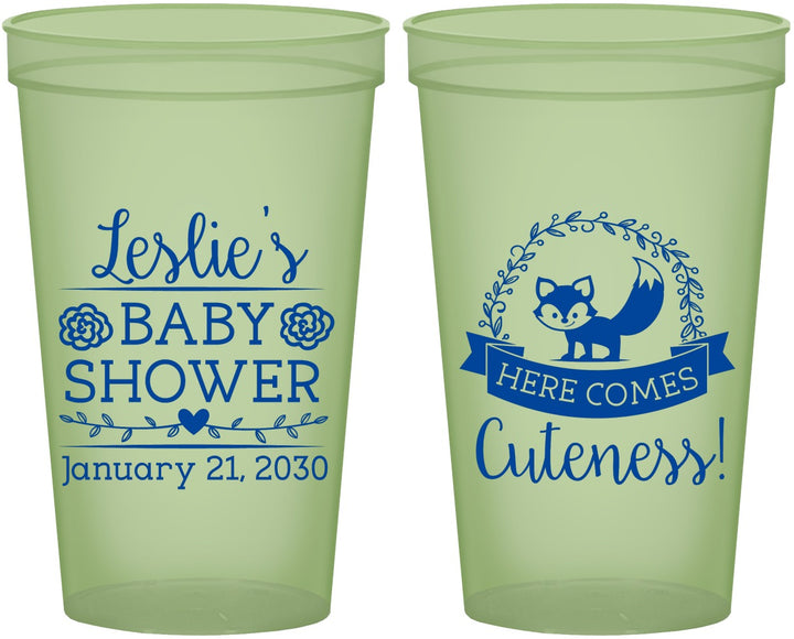Custom Baby Shower 22 oz Glow In The Dark Cups - Fox Cuteness | 90036