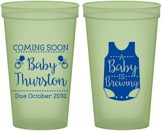 Custom Baby Shower 22 oz Glow In The Dark Cups - Baby Is Brewing | 90039