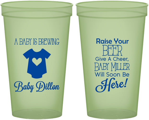 Custom Baby Shower 22 oz Glow In The Dark Cups - Baby Is Brewing | 90041